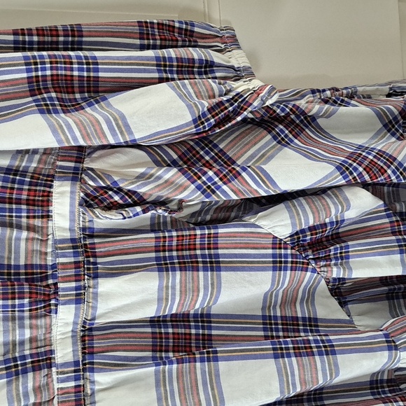 Free Assembly Plaid Ruffled Waist Dined Flowy Pockets Cotton Short Dress - Picture 4 of 10